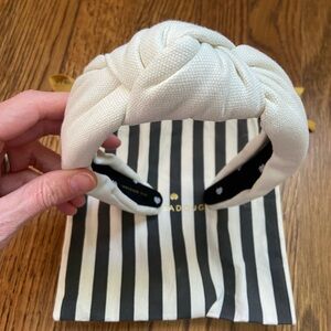 Lele Sadoughi Off White Denim Classic Knot Headband with Dust Bag
